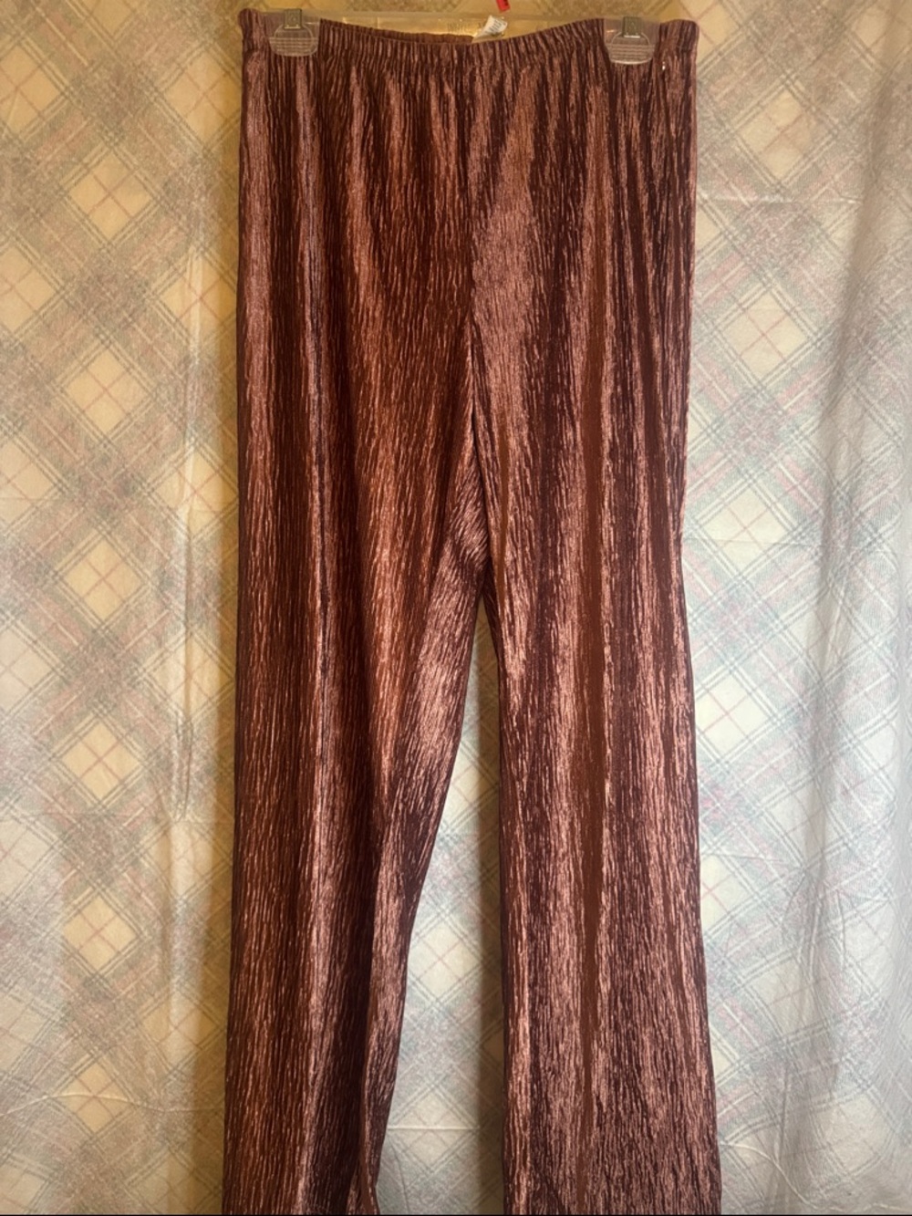 Danskin Metallic Rose-Copper Crushed Velvet Pants